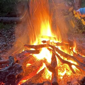Crackling log fire